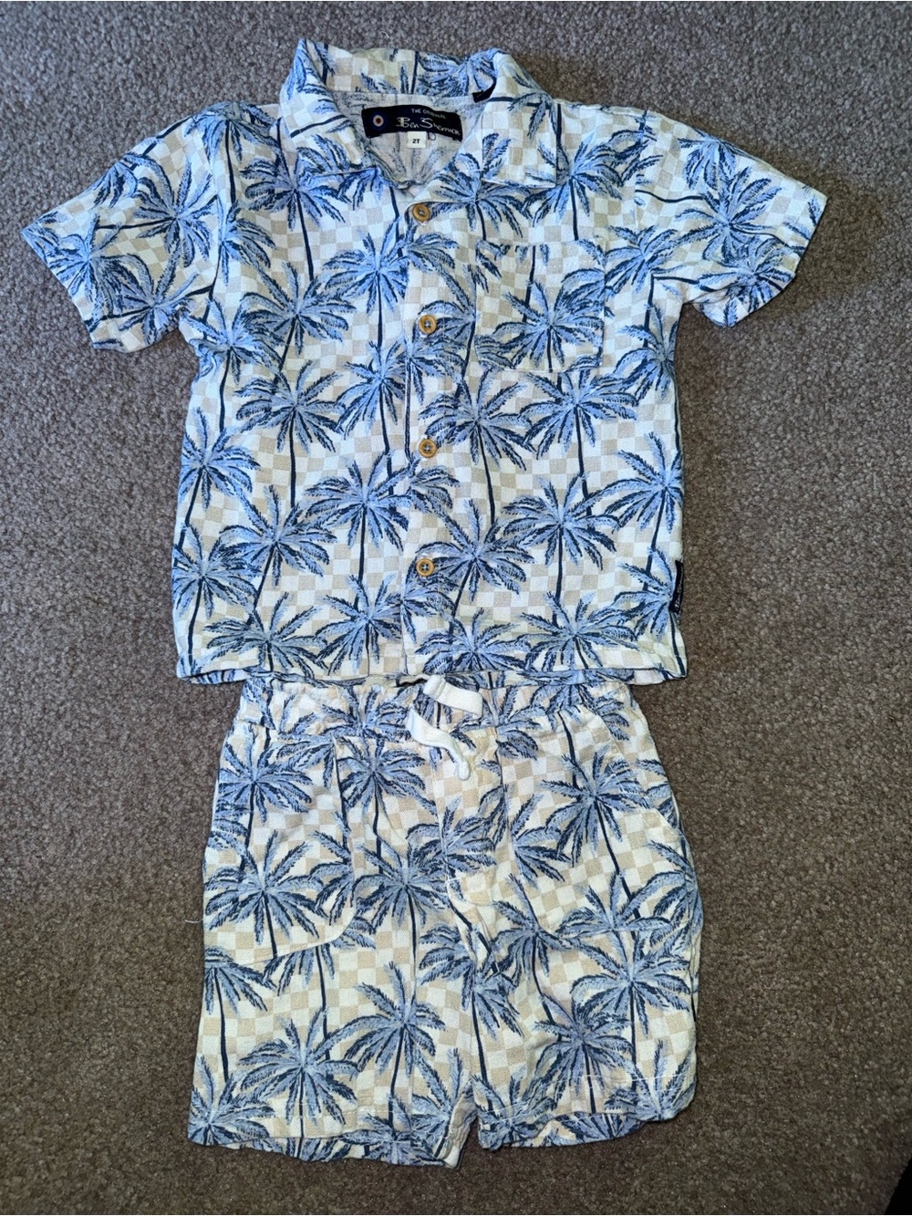 Blue Palm Print Kids Matching Set by